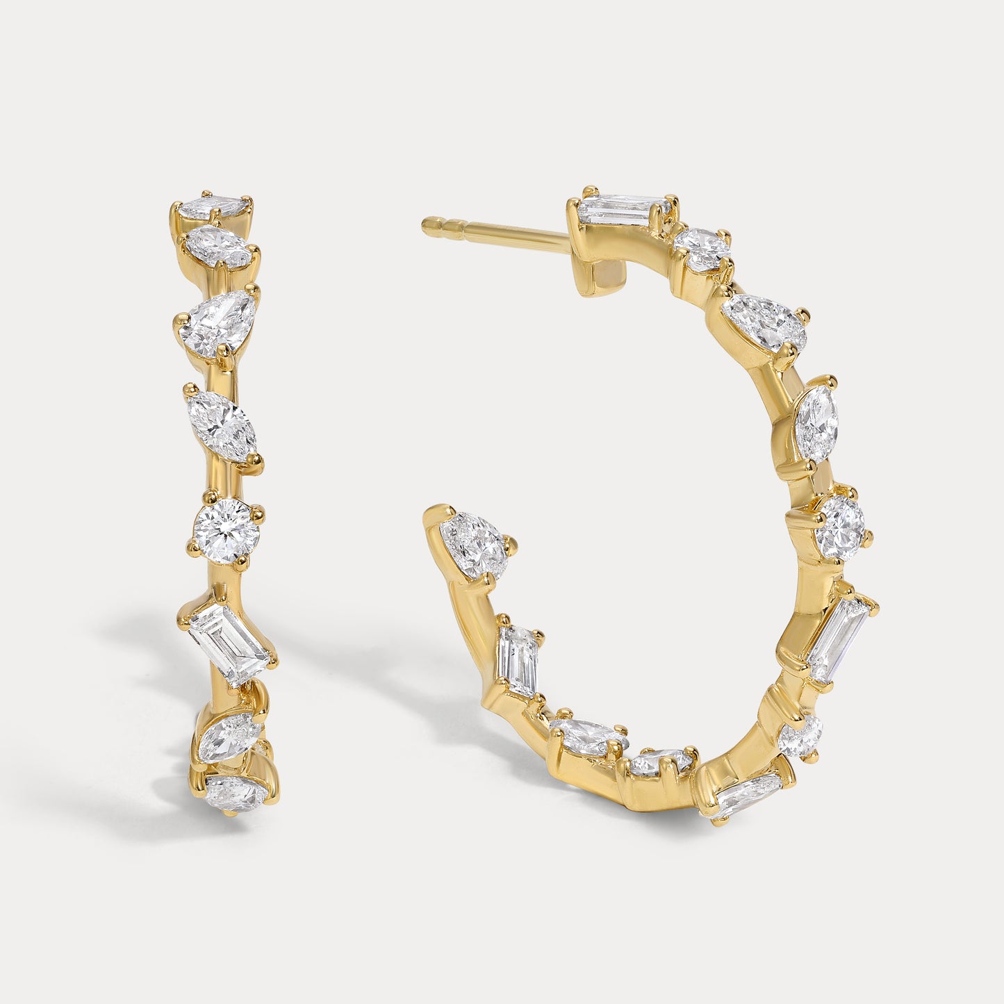 Mixed Shape Diamond Hoops