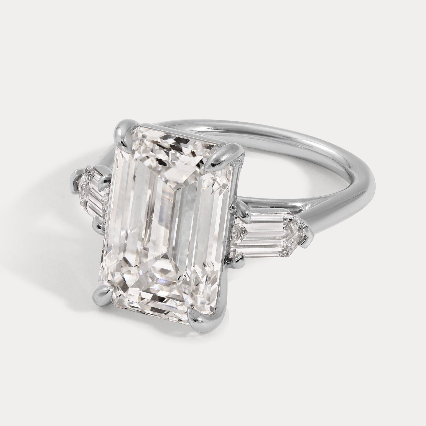 Erin - 8.00ct Lab Grown Emerald Cut Engagement Ring