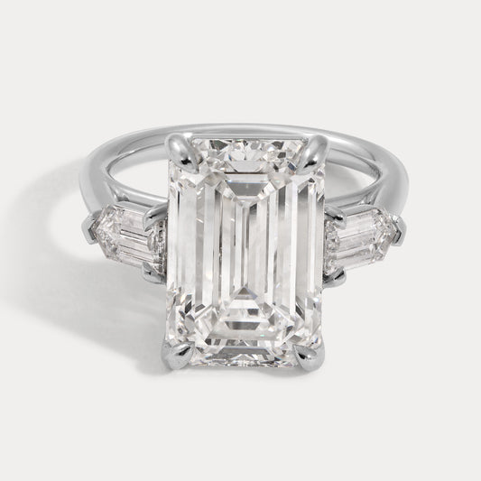 Erin - 8.00ct Lab Grown Emerald Cut Engagement Ring