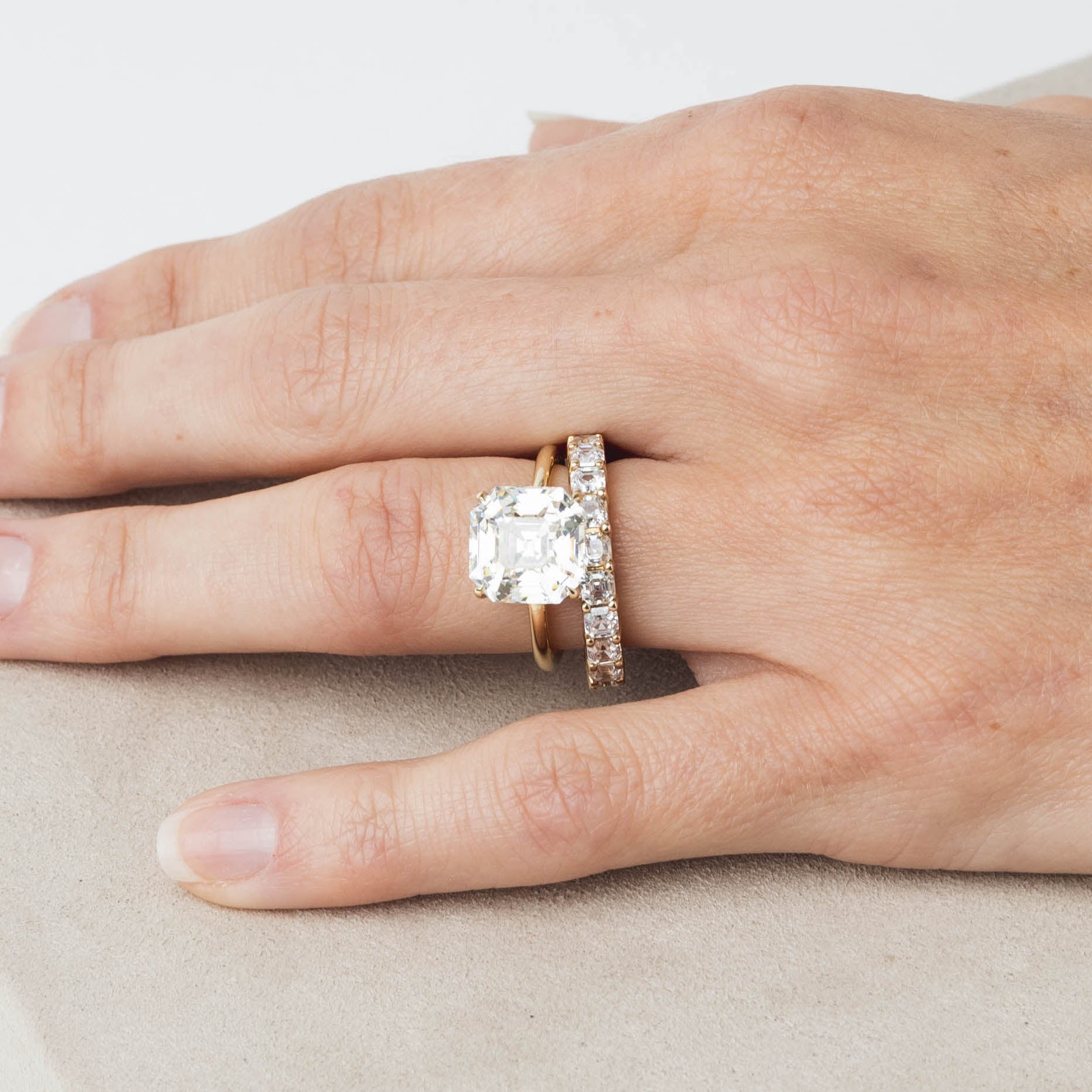 Double Prong Asscher Eternity Diamond Band – JK Diamond