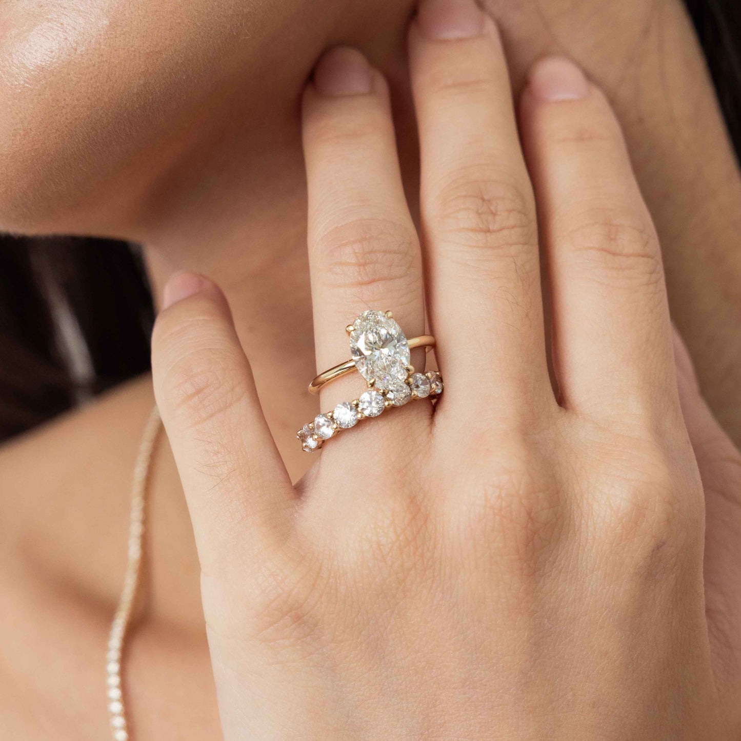 Kelsey - 3.02ct Lab Grown Oval Engagement Ring