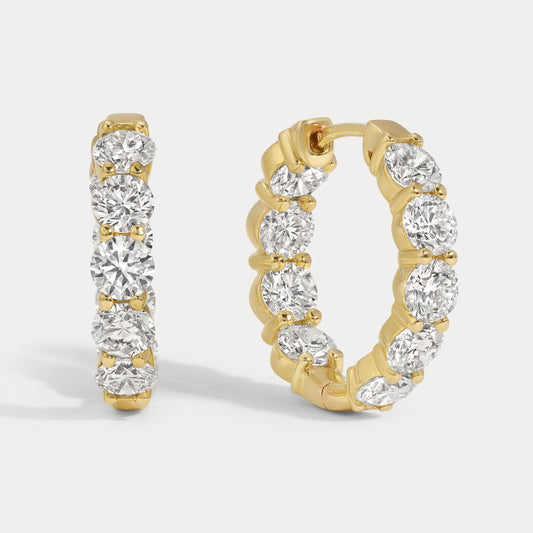 Round Shared Prong Hoops