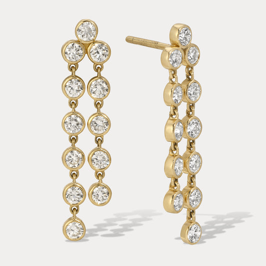 Round Bezel Drop Earrings