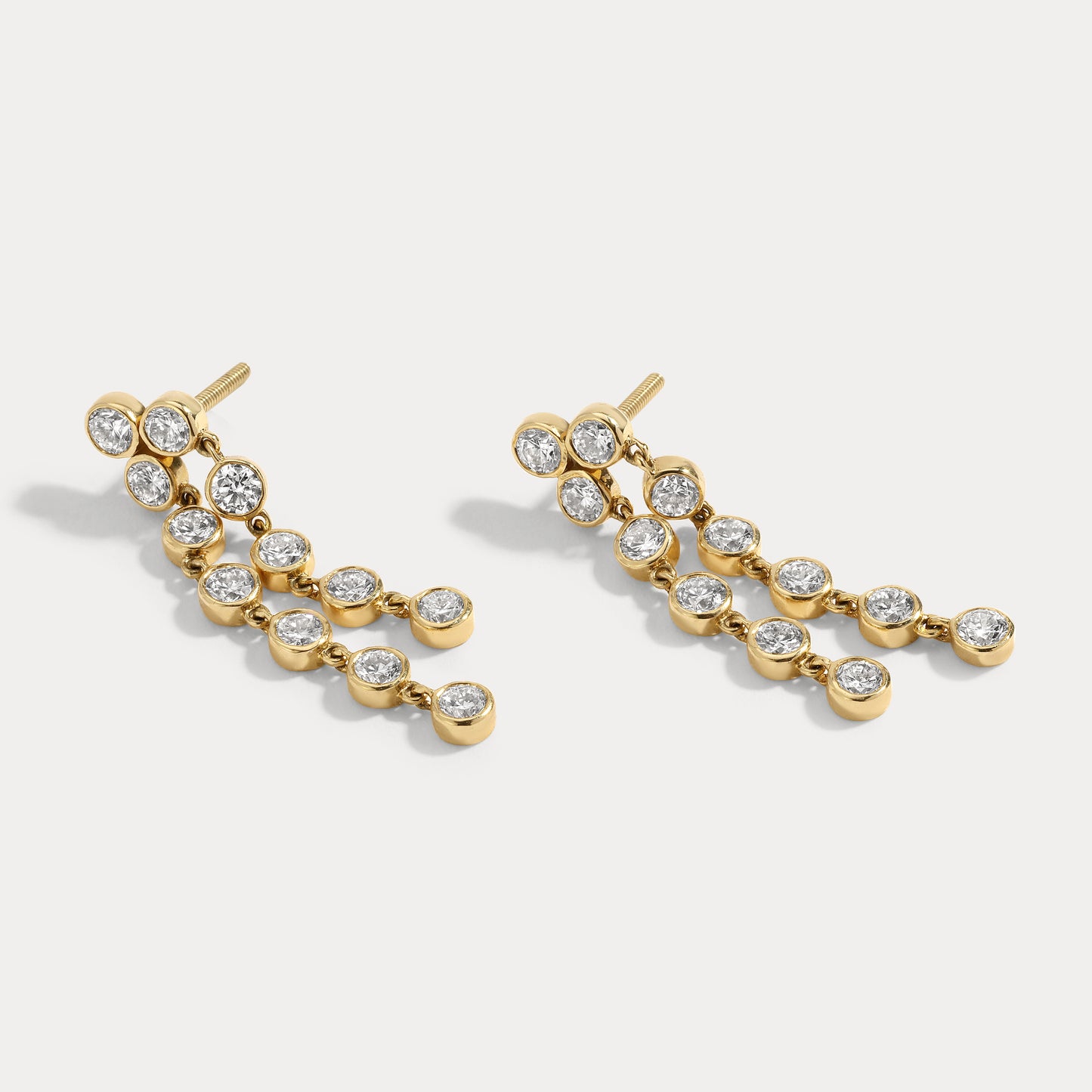 Round Bezel Drop Earrings
