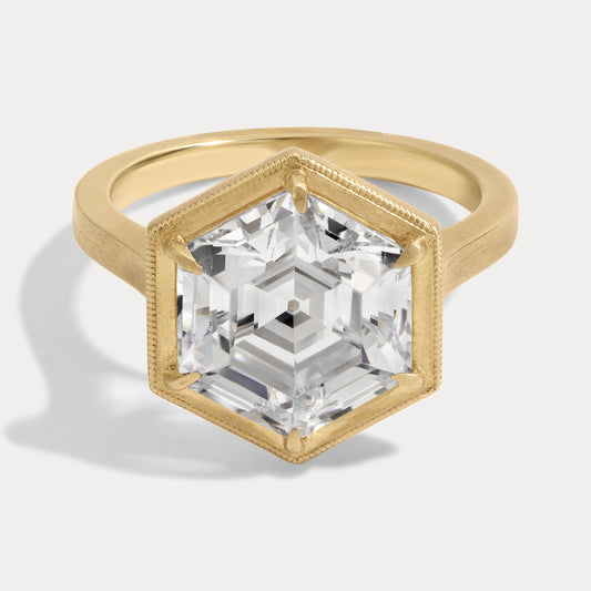 Hilary - 5.09ct Earth Mined Hexagon Engagement Ring
